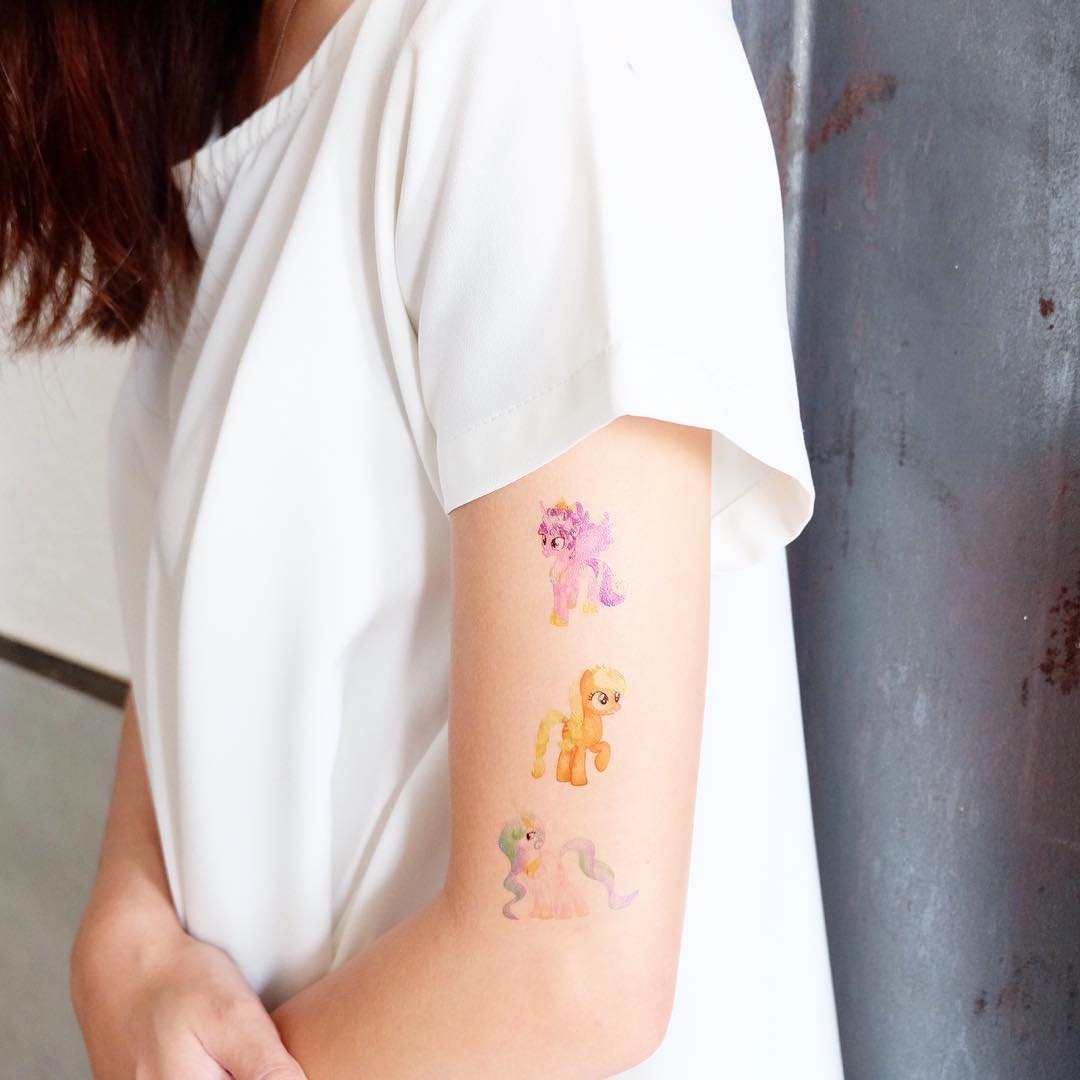 my-pony-temporary-tattoos-for-arm-colorful - 20 Cool Temporary Tattoos You Love to Get